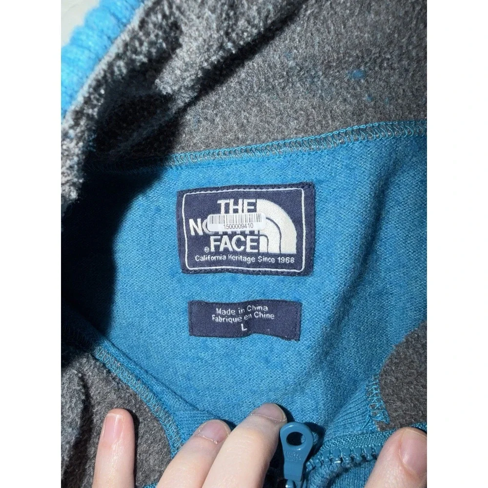 The North Face Wool‎ Blend Quarter Zip Fleece Pullover Blue Mens Large